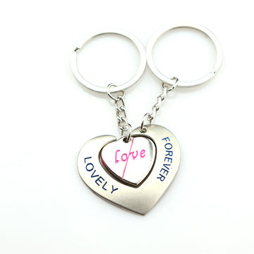 Double Heart Couple Keychain