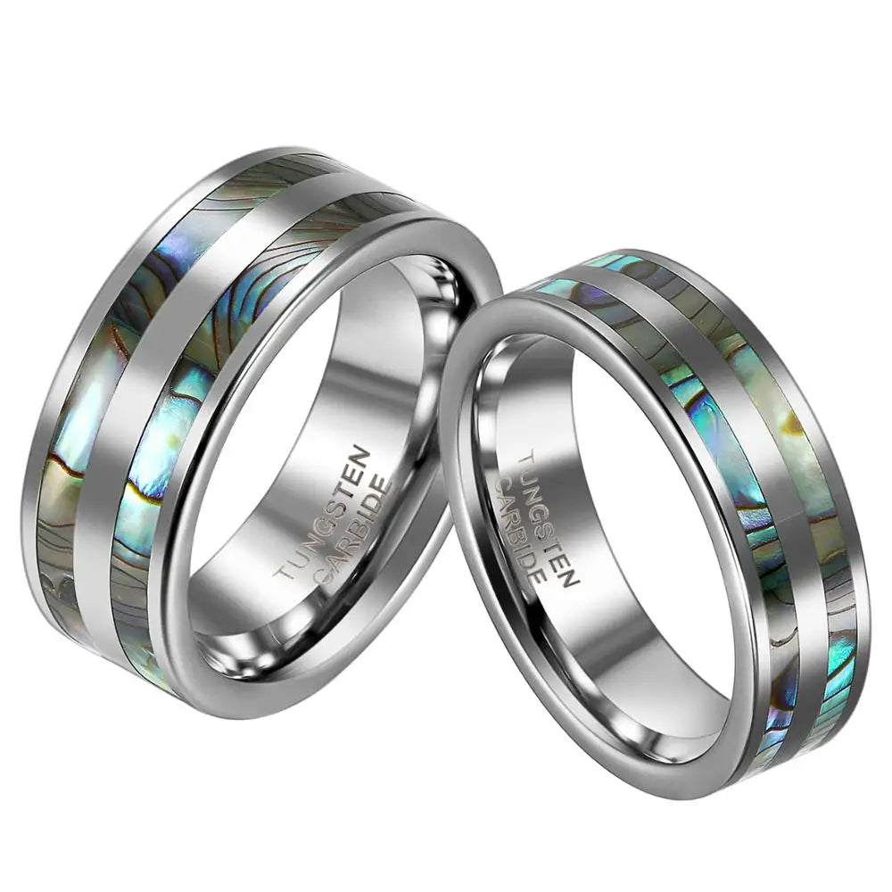 Tungsten Couple Ring with Abalone Inlay - BONISKISS