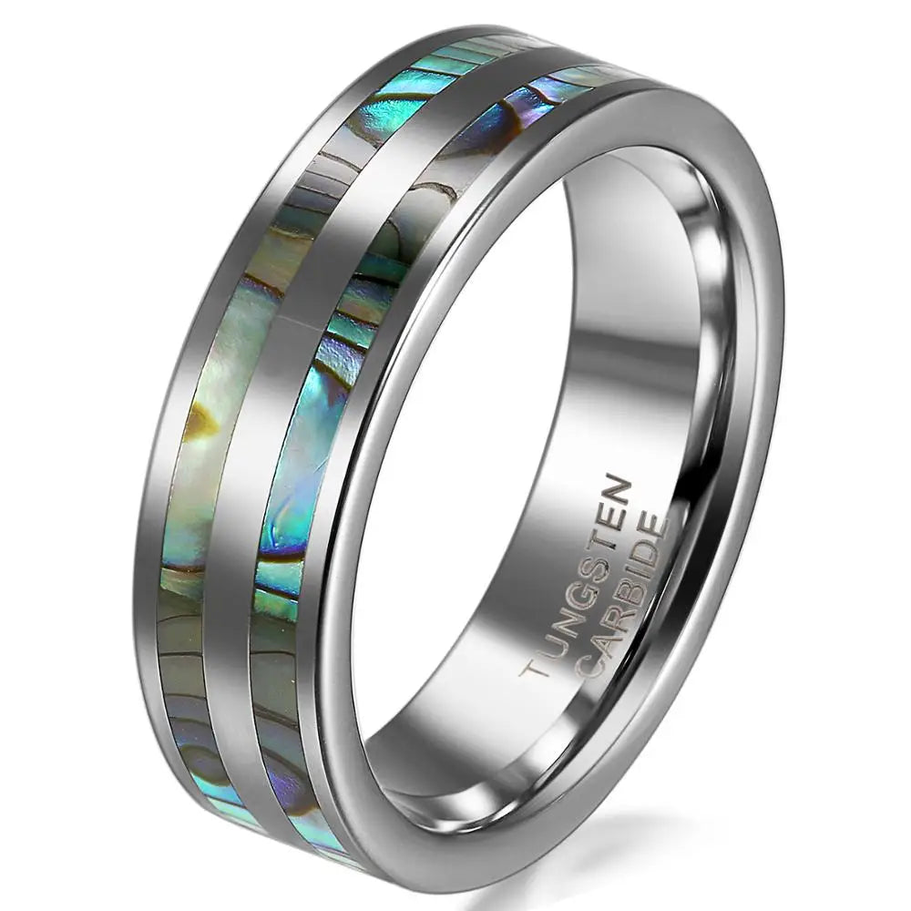 Tungsten Couple Ring with Abalone Inlay - BONISKISS