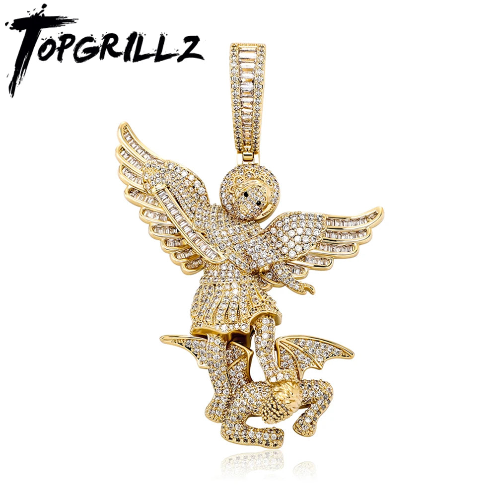 TOPGRILLZ St. Michael Archangel Pendant couple Necklace