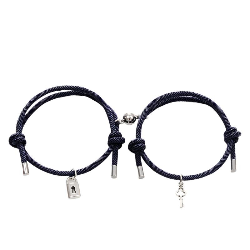 Lock & Key Couple Rope Bracelet